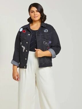 MONAT Fear Us Boss Babe Denim Jacket Size
